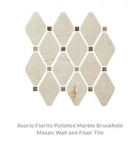 Avorio Fiorito Polished Marble Brookfield Mosaic Wall and Floor Tile