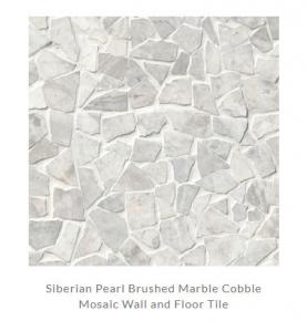 Siberian Pearl Brushed Marble Cobble Mosaic Wall and Floor Tile