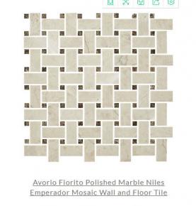 Avorio Fiorito Polished Marble Niles Emperador Mosaic Wall and Floor Tile