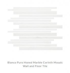 Bianco Puro Honed Marble Corinth Mosaic Wall and Floor Tile