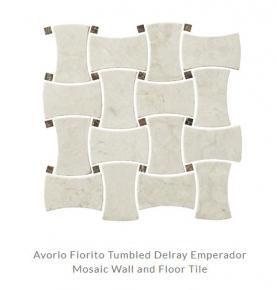 Avorio Fiorito Tumbled Delray Emperador Mosaic Wall and Floor Tile