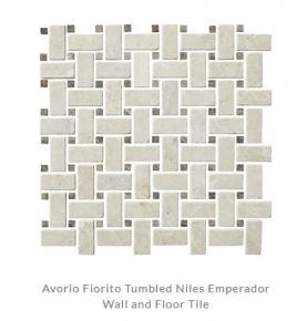 Avorio Fiorito Tumbled Niles Emperador Wall and Floor Tile