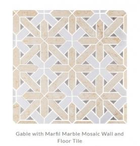 Gable with Marfil Marble Mosaic Wall and Floor Tile